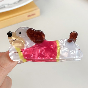 Pinza de Pelo de Plástico con Diseño de Perro Salchicha y Tiburón, Color Café, Divertida y Bonita, para Uso Diario, Ecológica y a la Moda para Niñas - Product Image 5