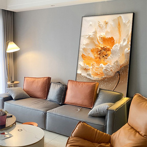 Impression abstraite de fleurs sur toile encadrée dorée élégante, décoration murale moderne <span class=keywords><strong>simple</strong></span> pour la maison, le bureau, grand format, à suspendre, fleurs au sol - Product Image 2