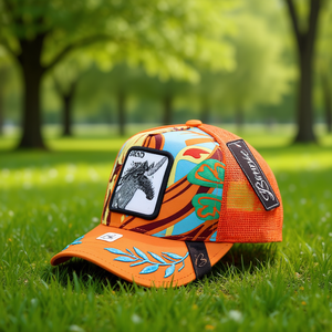 Cappello Trucker con Ricamo Animale Raglan, 6 Pannelli in Rete Traspirante, Unisex per Adulti, Primavera-Estate, Casual - Product Image 2