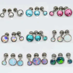 G23 Titanium Oorbel Crystal Gem Oor Tragus Kraakbeen Helix Opaal Oor Studs Body Piercing Sieraden Groothandel 3/4/5Mm