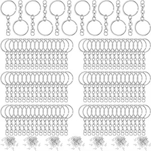 YYX <strong>Split</strong> Key Ring with Chain 1 Inch and Jump Rings Silver Metal Parts <strong>Keychain</strong> with Open Jump Ring and Connector Keyring Bulk - Product Image 1