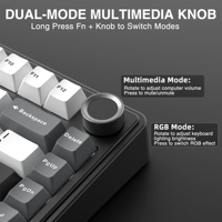 Clavier de jeu AULA F75 HE 75% Layout 80 touches, tri-mode, à effet Hall, 8000Hz, batterie rechargeable 4000mAh, sans fil