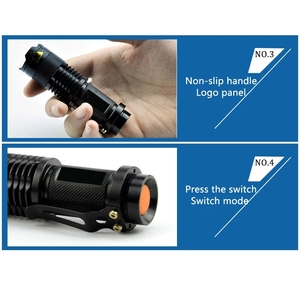 Lampe de poche tactique à lumière LED, haute qualité, puissante, Portable, pour Camping, 3 Modes d'éclairage, Zoomable, torche, lanternes, autodéfense, 2022 - Product Image 4