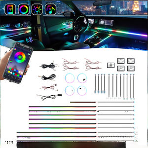 22 en 1/18 en 1/10 RGB Kit de lumière ambiante de voiture Livraison rapide Lampe à LED de voiture Symphony avec bande acrylique optique pour l'intérieur de la voiture - Product Image 2