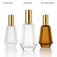 Flacon de parfum vide rechargeable de luxe avec bouchon doré, flacon pulvérisateur octogonal à facettes, logo personnalisé, vente en gros