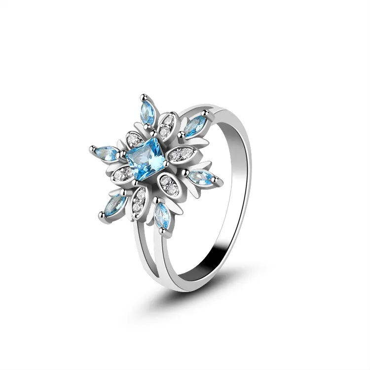 Toptan 925 ayar gümüş yüzük CZ elmas taş yüzük moda takı çiçek cam kristal maskot tipi IGI gümüş Jewelri