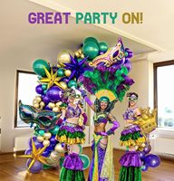 Lot de 128 ballons à thème carnaval en gros – Kit de ballons en aluminium Couronne et Étoile Éclatante pour la décoration de fête Mardi Gras et mascarade
