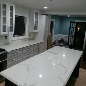 Giá Tốt Trắng Gạo Thạch Anh Countertop Với Màu Xám Tĩnh Mạch, Nhà Bếp Thạch Anh Countertops - Product Image 4