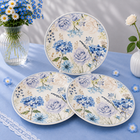 Assiette en céramique imprimée Hortensia Rose, motif floral, pour la maison et les fêtes