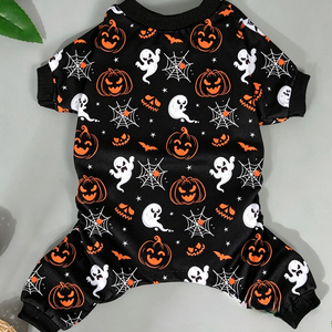 <span class=keywords><strong>Pijama</strong></span> de Halloween para Perro con Estampado de Calabaza y Fantasma, Mono de Cuatro Patas de Poliéster Suave para Perros y Gatos Pequeños y Medianos, <span class=keywords><strong>Disfraz</strong></span> Festivo - Product Image 2