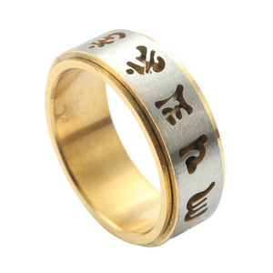 Stainless Steel Rotating <b>Ring</b> Letter Pattern Unisex Jewelry Gift - Product Image 5