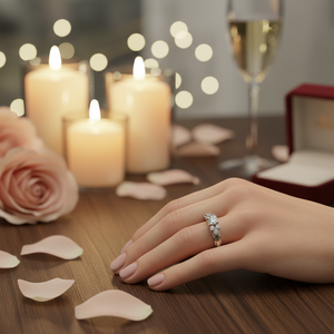 Anillo Solitario de Lujo para Mujer en Oro Blanco de 14K con Baño de Rodio, Diamantes Naturales de Corte Brillante de 0.65ct en el Centro y 0.36ct en los Laterales, IDT - Product Image 3