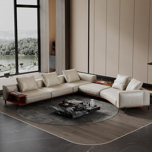 Excellent rapport qualité-prix Canapé d'angle en cuir véritable haut de gamme avec un design italien moderne et des sièges moelleux - Product Image 1