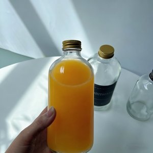 Impresión de Etiquetas y Logotipos, Botella Redonda de Vidrio para Bebidas, 8oz 250ml 12oz 350ml 500ml 16oz, Transparente con Tapa Metálica de Rosca de 28mm - Product Image 2