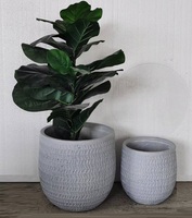 Grand pot de fleurs en fibre léger, élégant et écologique avec trou de drainage pour une utilisation intérieure et extérieure, salle à manger, sol, style moderne et rustique