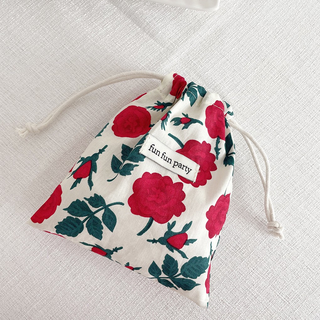 Sac à cordon-rose rouge