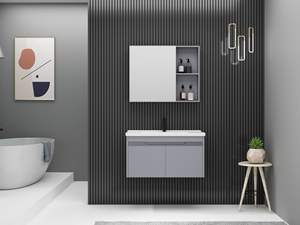 Mueble de baño de pared de aleación de <span class=keywords><strong>aluminio</strong></span> de tocador de madera Simple moderno lavabo de cerámica integrado <span class=keywords><strong>lavadora</strong></span> de inodoro su espejo - Product Image 6
