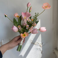 Bouquet floral artificiel LQ de style coréen Mori, réaliste, léger et durable, fait main, tulipes et lys pour séances photo de mariage