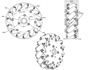 14165 Roda <span class=keywords><strong>Mecanum</strong></span> 152 mm 6 Polegadas De Alumínio <span class=keywords><strong>Mecanum</strong></span> Rodas Conjunto 2 Esquerda 2 Direita Básico Nova Condição Rolo De Aço Inoxidável - Product Image 4