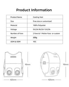 เสื้อกั๊กทำความเย็นอัจฉริยะสำหรับฤดูร้อน ผลิตจากโพลีเอสเตอร์ 100% ยืดหยุ่นและเคลื่อนย้ายได้ ใช้กลางแจ้ง พร้อมพัดลมในตัว ชาร์จไฟได้ เหมาะสำหรับการวิ่ง - Product Image 5