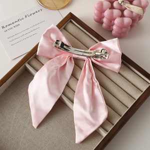 SongMay Nouveau Design Pinces à <span class=keywords><strong>cheveux</strong></span> en satin <span class=keywords><strong>soyeux</strong></span> avec nœud à longue queue pour filles et femmes Grandes épingles à <span class=keywords><strong>cheveux</strong></span> solides - Product Image 4