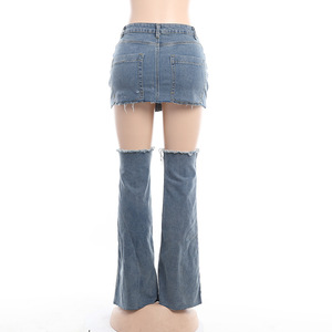 Ladies <strong>Jeans</strong> Blue Skirt <strong>Women</strong> 2 Piece Set Streetwear Denim Skirt <strong>Jeans</strong> <strong>Boot</strong> <strong>Cut</strong> <strong>Jeans</strong> <strong>for</strong> <strong>Women</strong> - Product Image 4