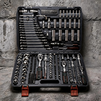 Kit d'outils à main 151 pièces : Clé à molette, clé à douille combinée, jeu de douilles pour réparation automobile, jeu de douilles à cliquet, kit d'outils à main