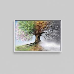 Four Seasons Tree <b>Canvas</b> Print: Modern Wall Art Decor,WHITE <b>FRAMED</b> <b>CANVAS</b> - Product Image 2