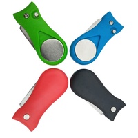 Outil de réparation de divots de golf pliable avec bouton escamotable et marqueur de balle magnétique, marqueur de golf, outil de réparation de divots de type switchblade