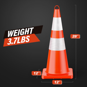 Cônes de signalisation routière CITICITY de 28 pouces avec col et poignée réfléchissants, cônes en PVC robustes de couleur orange pour les parkings - Product Image 2