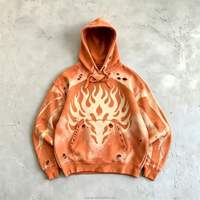 Sweat à capuche surdimensionné pour homme, en coton épais de haute qualité, style streetwear, avec logo personnalisé, effet déchiré vintage Y2K, lavage à l'acide, épaules tombantes, impression DTG