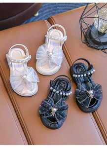 Sandales pour Filles Antidérapantes à Semelle Souple, Nœud Princesse Perlé, Chaussures de Plage d'Été pour Bébé Fille, à Prix Compétitif - Product Image 5