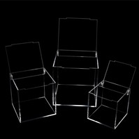 Boîte cube en acrylique à couvercle rabattable avec logo personnalisé Boîte de rangement en plexiglas transparent avec couvercle