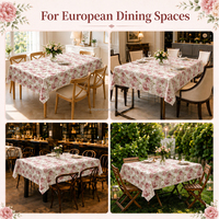 Nappe en plastique imprimée sur mesure RNPT, rouleau de nappe en PVC au toucher doux, motif floral pour cuisine, salle à manger, fête, vente en gros