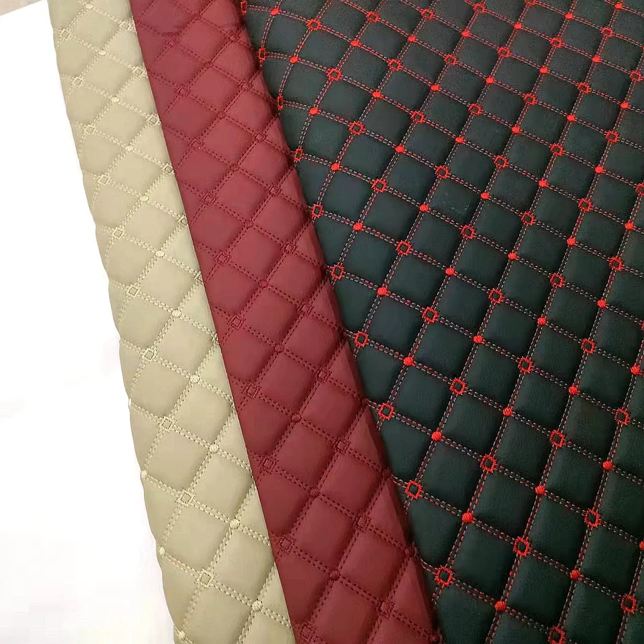 Latest Design Embroidery PU PVC Synthetic Leather with foam for Car Seat for Furniture