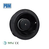 Ventilateur centrifuge autoportant à pales en plastique courbées vers l'arrière, moteur EC sans balais 24/48VDC, 190x68.5mm, protection IP44, garantie 2 ans, roulement à billes
