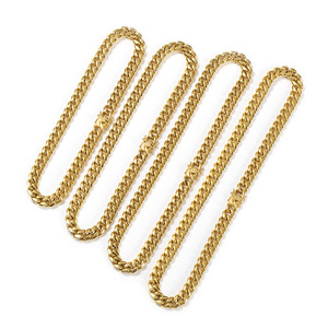 Collier multi-chaînes élégant 2023 en acier inoxydable plaqué or 18 carats avec chaîne gourmette cubaine en acier inoxydable plaqué or 14 carats - Product Image 4