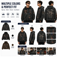 Sweat-shirt à capuche pour homme, coupe oversize et décontractée, épais, à carreaux effilochés, effet vieilli et usé, brodé, style rétro, vente en gros