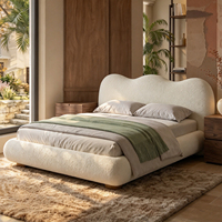 Lit rembourré en tissu amovible et lavable de style français, lit king-size de 1,8 m pour usage domestique, hôtel, ensemble de lit moderne blanc crème à vendre