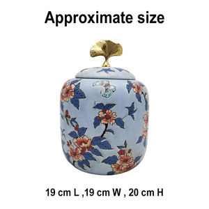 Керамическая банка для хранения Qianrui с ручной росписью, винтажная, с узором «бабочка», золотая крышка с изображением гинкго, декор для стола, 4-5 л - Product Image 2