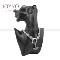 Lot de 3 colliers unisexes en acier inoxydable avec pendentifs Marteau de Thor et Dragon, style punk nordique viking, vente en gros