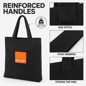 <b>Large</b> Capacity Retail Carry <b>Bag</b> Custom Pattern Available Practical Shopping Black Cotton <b>Bag</b> - Product Image 6
