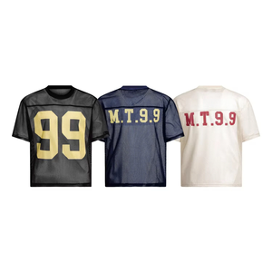 Camiseta de malla holgada para hombre con hombros caídos, talla grande, manga corta, transpirable, ligera, de secado rápido, con logotipo personalizado, OEM - Product Image 5