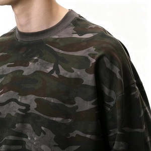 Custom Camo Oversized Sweatshirt Unisex Crewneck Camouflage Pullover 8014 Vintage Streetwear Heavyweight Long Sleeve Top - Product Image 3