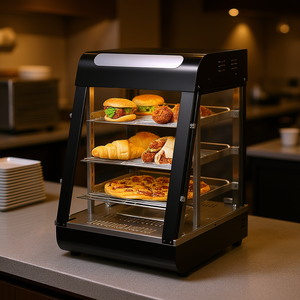 Vitrina Calentadora de Pizza de 3 Niveles para Mostrador, con Calefacción Eléctrica, Equipo de Cocina Comercial, Negro, 1500W 3000W - Product Image 2