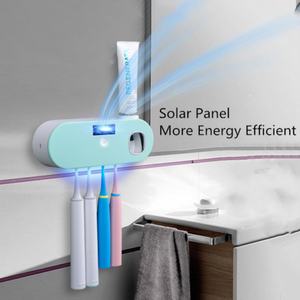 Soporte para cepillos de dientes UV para baño, 5 ranuras para cepillos, montado en la pared, con dispensador de pasta de dientes, recargable. - Product Image 4