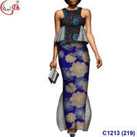 Robe de mode en dentelle de coton écologique pour femme avec design d'inspiration africaine pour mariages d'été/printemps et décoration intérieure 45 $/ensemble