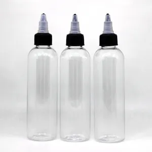 Garrafas de dispensamento de plástico, garrafas de dispensamento de laboratório de 120ml, 4oz, garrafa de espremer de plástico de boston redondo, tampas de topo com torção