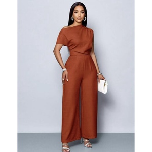 <span class=keywords><strong>Tuta</strong></span> Estiva Casual da Donna con Vita Alta, Pantaloni a Gamba Larga, Decorazione in <span class=keywords><strong>Pizzo</strong></span>, Impermeabile, Tinta Unita per Abbigliamento Urbano - Product Image 2