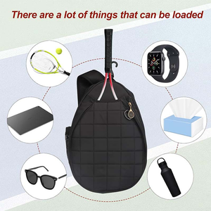 Bolsa de Tenis Negra, <span class=keywords><strong>Mochila</strong></span> de Transporte con Correa Transpirable, Cierres Vintage, <span class=keywords><strong>Mochila</strong></span> de Tenis, Sac de Raquette de Tennis - Product Image 3
